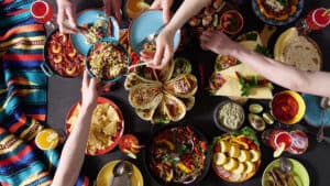 A table covered with authentic Mexican dishes