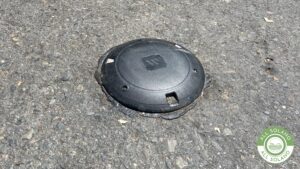A parking sensor installed in a parking space in downtown Vacaville.